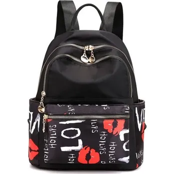 Městský batoh Chibao Dámský střední batoh Lips Černý Lifestyle 20092403012867482B