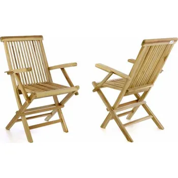 2x sklopná dřevěná masivní židle venkovní, týkové dřevo