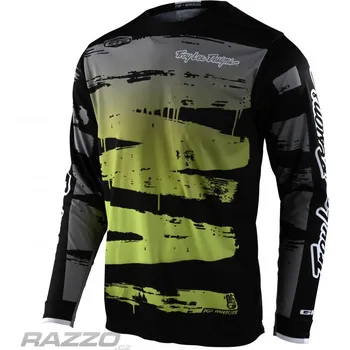 cyklistický dres Pánský dres TroyLeeDesigns GP Jersey Brushed Black Glo Green 2022 XL