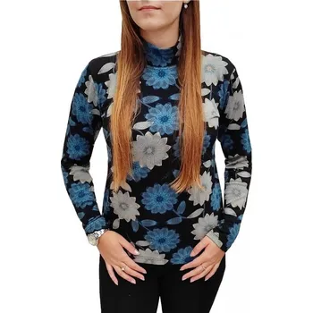 Dámská halenka Sabatti Halenka Pratto černá s petrolejovými květy (stojáček) velikost pratto: 40