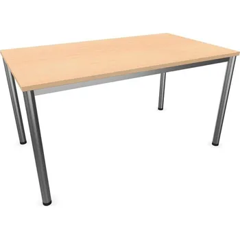 Psací stůl Stůl kancelářský, rovný, podnoží kulaté matné, barva javor, š x h: 1400 x 800 mm