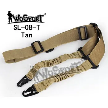 Airsoft Wosport Taktický 1-bodový popruh bungee, pískový - 2 karabiny