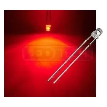 Dioda LED dioda 3mm červená ploché čelo 100°
