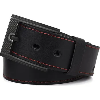 Opasek Black Hand kožený pásek 128-98 s červeným prošitím černý Délka pásku: 95