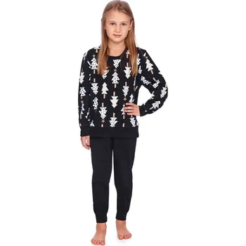 Dívčí pyžamo DN Nightwear Zuna černé se stromečky 122
