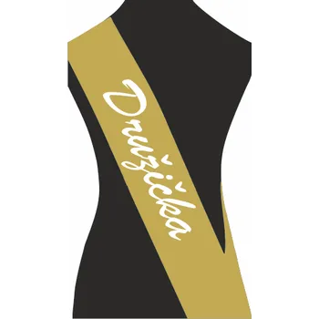Party dekorace ON-DESIGN Šerpa DRUŽIČKA Barva: zlatá, Barva potisku: bílá, Fonty písma: Brush Script MT