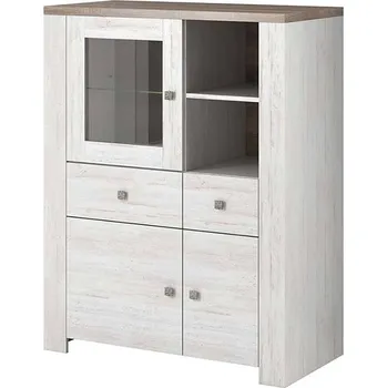 Knihovna Eoshop Prosklená vitrína Adawen, Northland / Dub Sonoma trufla, Osvětlení: Led - Modrá