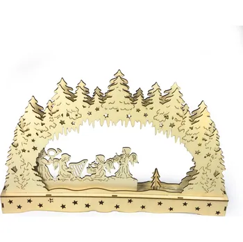 Vánoce IDARY Dřevěný Vánoční LED betlém- Andělé