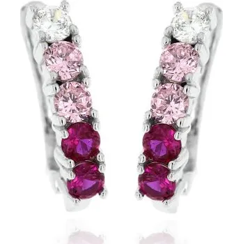 Náušnice Zlatnictví U Kostela Stříbrné dámské náušnice s barevnými zirkony Růžový, bílý 565055508