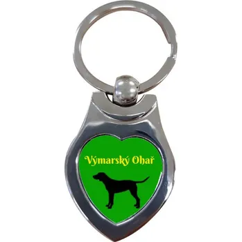 Přívěsek na klíče srdce s potiskem Výmarský Ohař dekorace