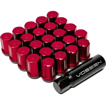 Alu kolo Vossen Wheels sada kolových matic a pojistných matic červená M14x1,5