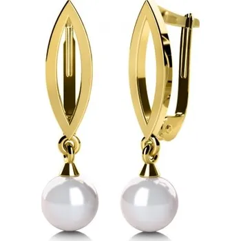 Šperk Couple, Půvabné náušnice Taisa, žluté zlato a perla, 4535070-0-0-91