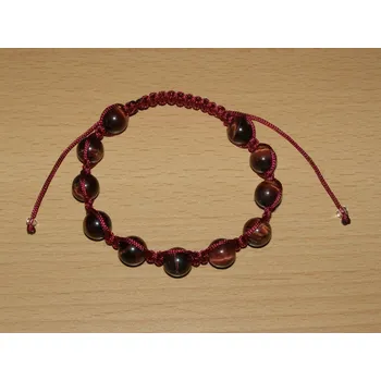 Drahý kámen Drhaný Shamballa náramek - býčí oko - vínová šňůrka - dn10