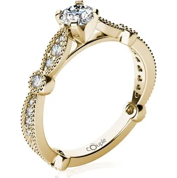 Prsten Couple, Zásnubní prsten Briar, žluté zlato se zirkony, vel.: 54, ø17,2 mm, 6814247-0-54-1