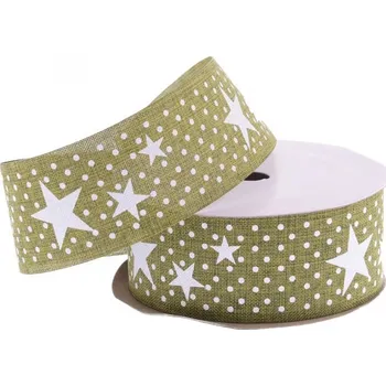 Stuha Stuha vánoční 40mmx9m zelená s hvězdami