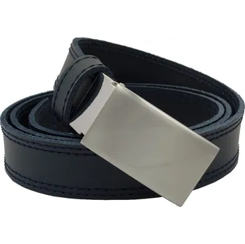 Opasek opaskujse Kožený opasek premium, kůže černá, prošití černé, plná spona, leštěná hranatá, kovová Délka opasku: 85 cm