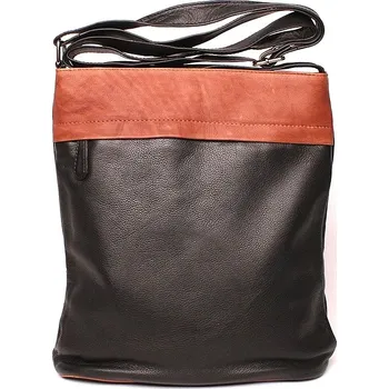 Kabelka Středně velká černo-hnědá kožená crossbody kabelka CiNiNO no. 1465