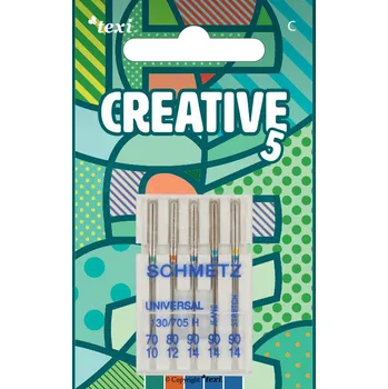 Nástroj na niť a příze TEXI CREATIVE 5 set jehel Schmetz 130/705 H pro domácí šicí stroje