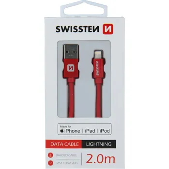 Datový kabel Swissten USB/Lightning MFi 2m, červený