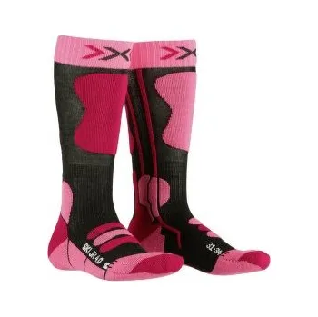 Dětské termo ponožky X-Bionic Ski Junior 4.0 ANTHRACITE MELANGE/FLUO PINK růžová 31-34 EU