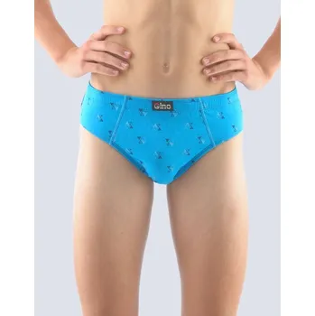 GINA dětské slipy chlapecké, širší bok, šité, s potiskem 61003P dunaj tm. tyrkysová 164/170