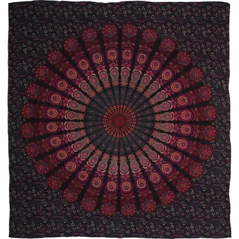 Přehoz na lůžko BOB Batik indický přehoz na postel Peacock Mandala fialový 220 x 200 cm bavlna. King size. Dvoulůžko.