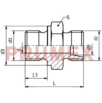 Příslušenství ke kompresoru Hrdlo přímé PHAR2 15LR G1/2"/M22x1,5 tvar A, těsněné kovovým kroužkem