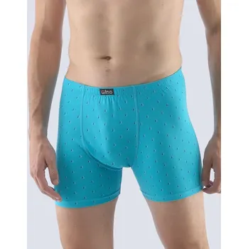 Pánské oblečení GINA pánské boxerky s delší nohavičkou nadměrné, šité, s potiskem 74138P tyrkysová lékořice 62/64