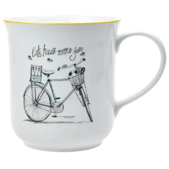 Velký porcelánový hrnek GOLEM "Pánské kolo" žlutá linka - 1,5 l