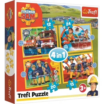 Puzzle Trefl Požárník Sam Rádi pomůžeme 4v1 12, 15, 20, 24 dílků