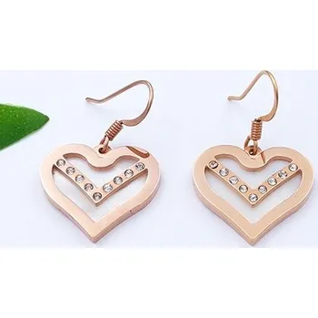 Náušnice Náušnice srdíčka ocelové ,Růžové zlato, bílá perleť 20890