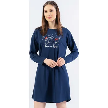 Dámská noční košile Dámská noční košile s dlouhým rukávem Oh deer tmavě modrá S