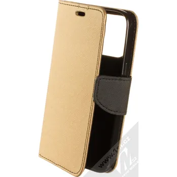 Pouzdro na mobilní telefon 1Mcz Fancy Book flipové pouzdro pro Apple iPhone 13 Pro zlatá černá (gold black)