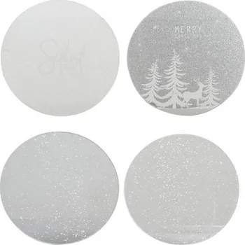 Svícen Sklo pod svíčku "BÍLÉ VÁNOCE" 20cm/2dr.