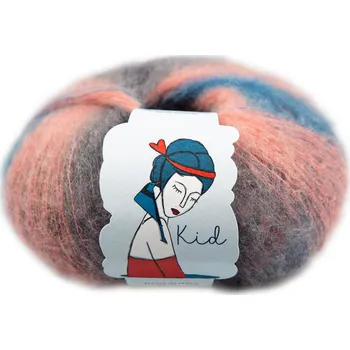 Příze Borgo de Pazzi Kid mohér 6 šedá, broskev a břidlice (Mohérová příze Kid mohér)