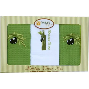 Utěrka Polášek Holešov Dárkové balení 3 ks bavlněných utěrek Olive 50x70 cm