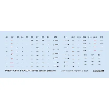 Plastikový model 1/48 Decals Z-126/226/326/526 cockpit placards