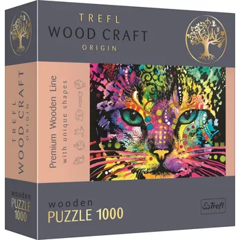 Puzzle Trefl Wood Craft Origin Barevná kočka 1000 dílků