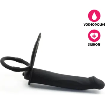 VšeNaSex.cz Silikonový erekční kroužek Dual Ring Anal Dildo černý