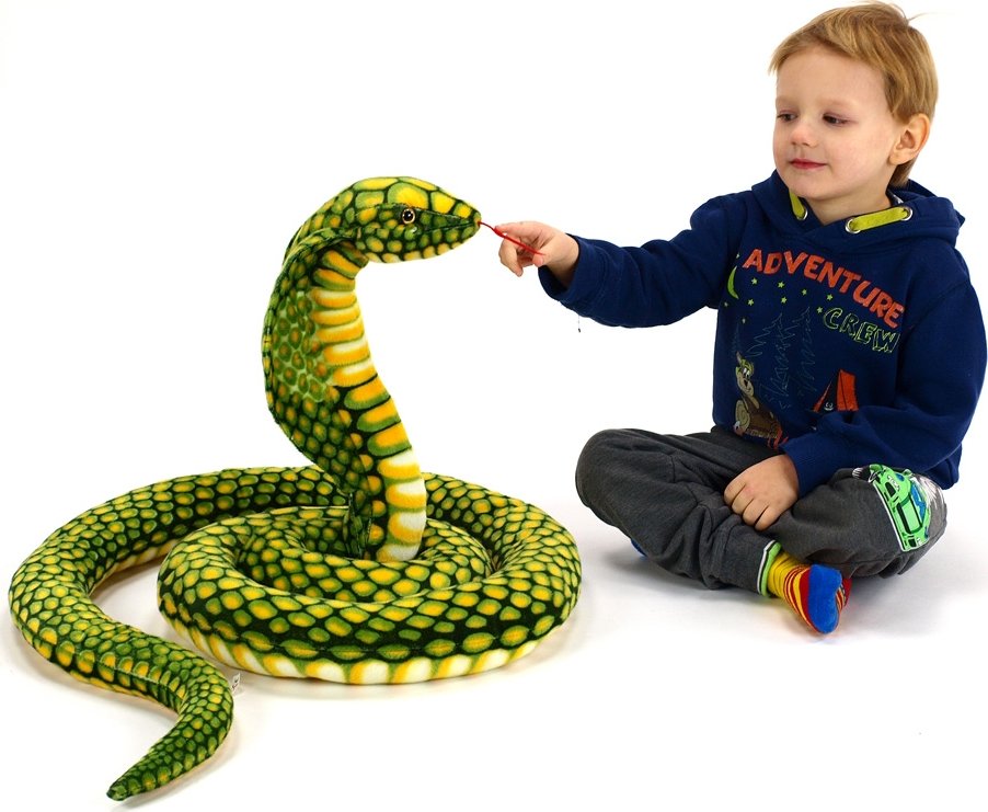 Plyšový had kobra zelená, délka 280 cm
