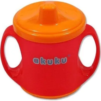 Hrníček dětský s náústkem - AKUKU červeno-oranžový - 200ml