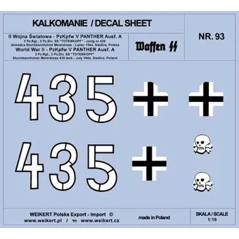 Plastikový model Weikert decals 1/16 PzKpfw. V PANTHER Ausf.A No.435 St.Meierdress