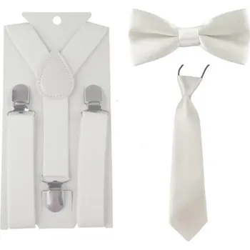 Motýlek Amparo Miranda® Dětský set motýlek, kravata a kšandy H001 bílý