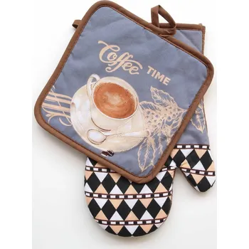 Chňapka DURATEX Kuchyňská chňapka souprava S182, 28 cm, bavlna, poutko, káva