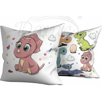 Dekorativní polštářek Dante Povlak Dinosaurus růžový - 40 x 40 cm