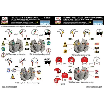 Plastikový model HAD models 1/32 F-14A/D Helmet & dress sewing markings Vol.1