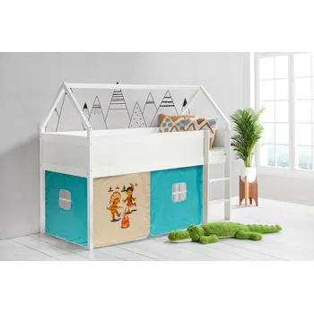 Dětská postel Svět pokojů Dětská vyvýšená postel DOMEK bílá - INDIÁN