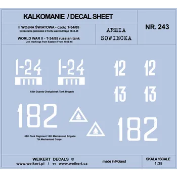 Plastikový model Weikert decals 1/35 Soviet Army T-34/85 East.Front, 1943-45 Pt.2