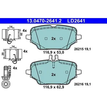 Brzdová destička Sada brzdových destiček, kotoučová brzda ATE 13.0470-2641.2