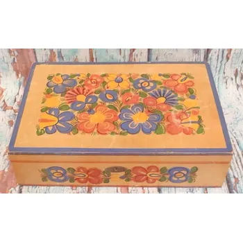 Šperkovnice Stará dřevěná truhlička malovaná šperkovnice